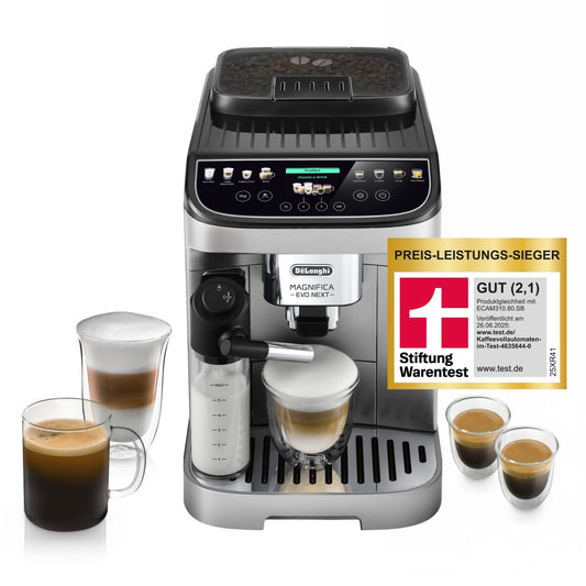 De’Longhi Magnifica Evo Next - Perfetto Kaffeevollautomat mit LatteCrema-Milchaufschäumer, 13 One-Touch-Getränke