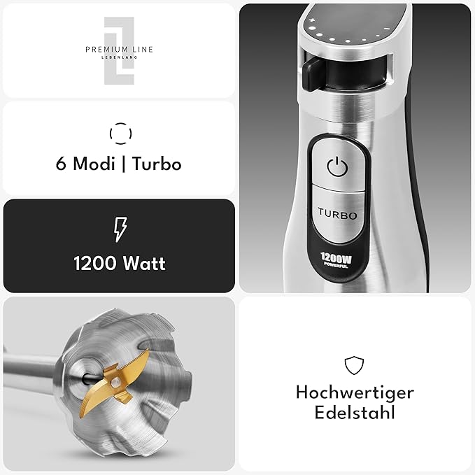 LEBENLANG Premium Line – 5in1 Stabmixer-Set mit Standhalterung